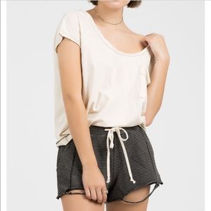 Cream Wide neck loose fitting Tee